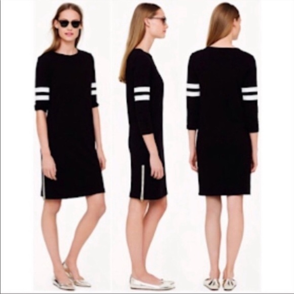 J Crew Varsity Casual French Terry Dress Women Medium Black White School Prep - Picture 1 of 7